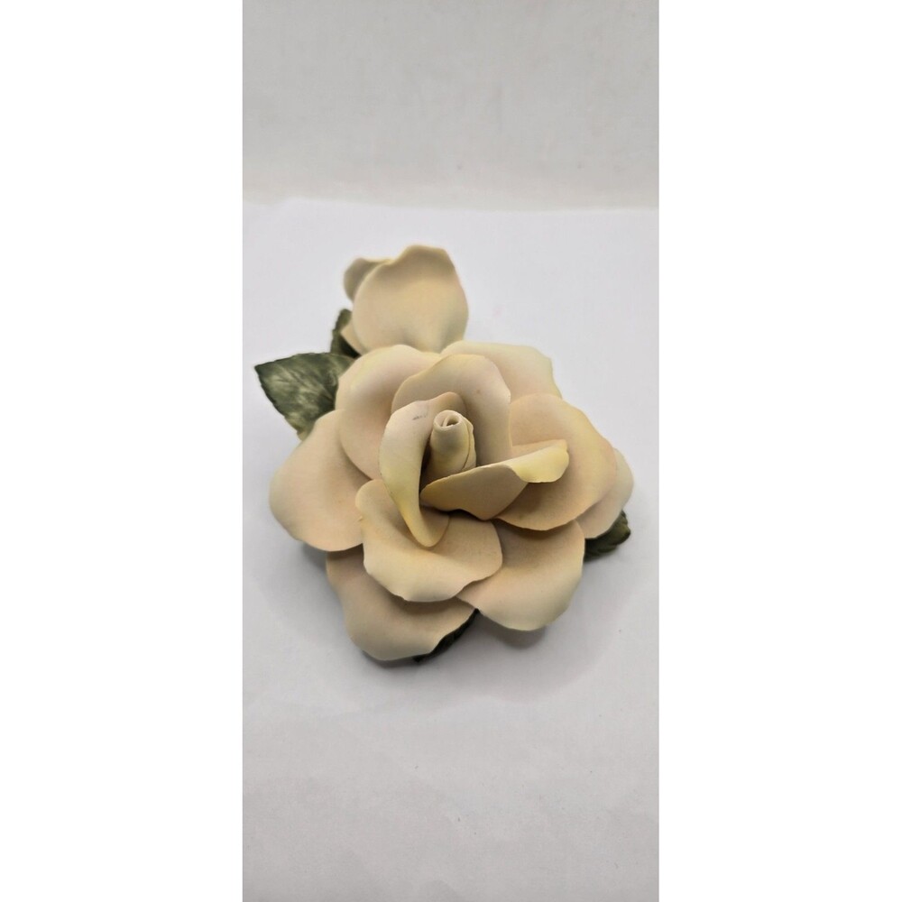 Capodimonte Porcelain Blush  Roses Flowers Italy Hand Made Hand Painted